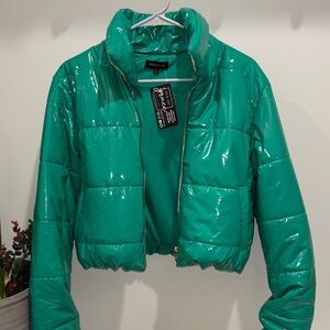 Vibrant Teal Puffer Jacket Sz Medium New